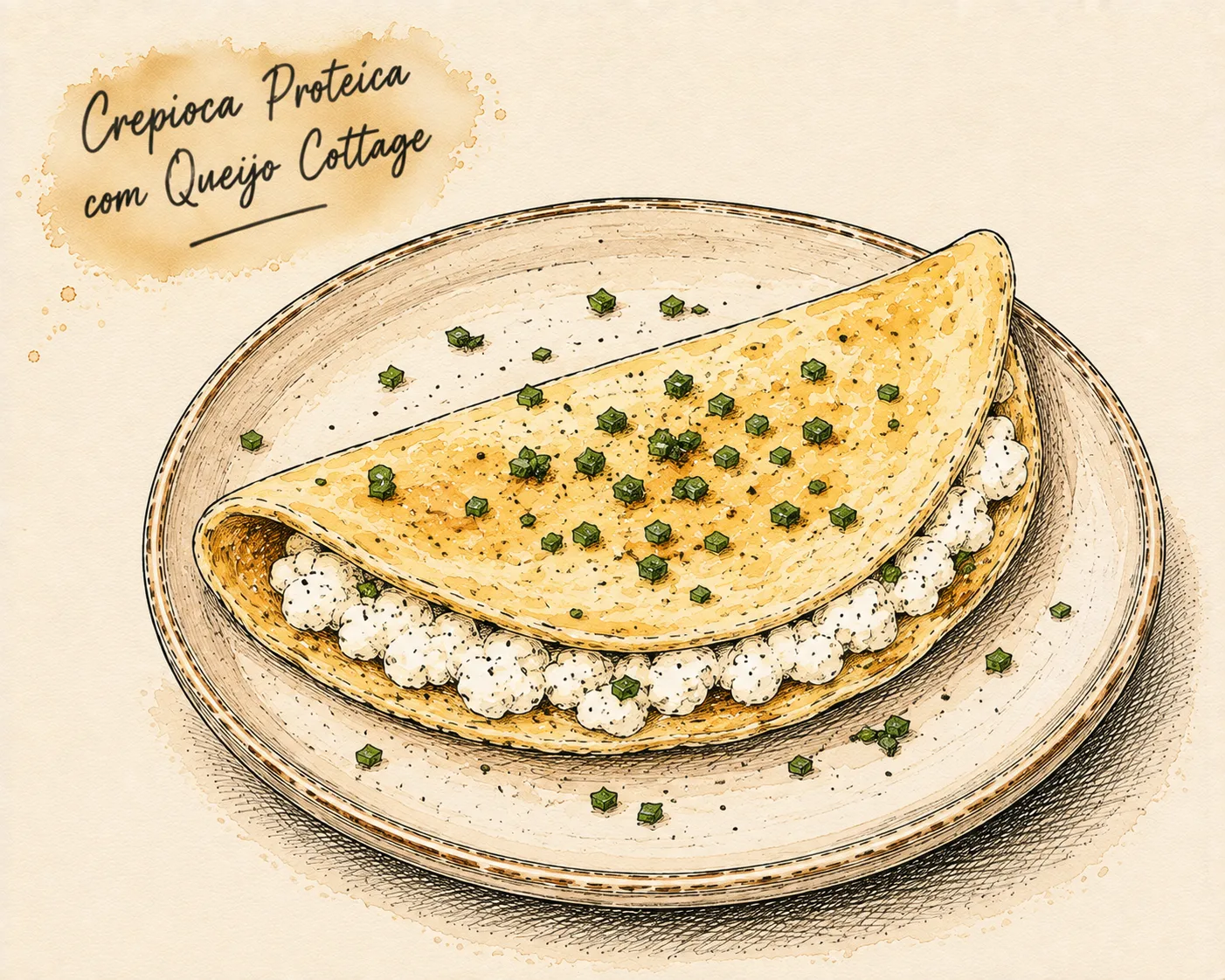 Ilustração de Crepioca Proteica com Queijo Cottage