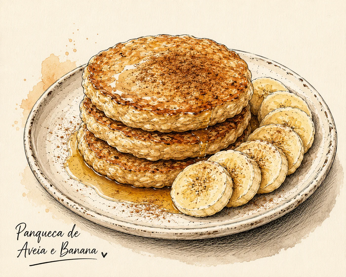 Ilustração de Panqueca de Aveia e Banana